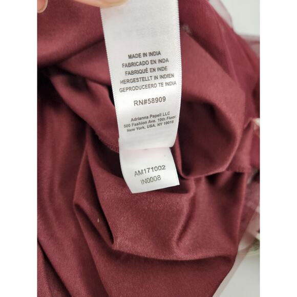 Gianni Bini Women's Wendy Burgundy Sequin Mesh Embroidered Floral Dress, Size 0 - Picture 14 of 14